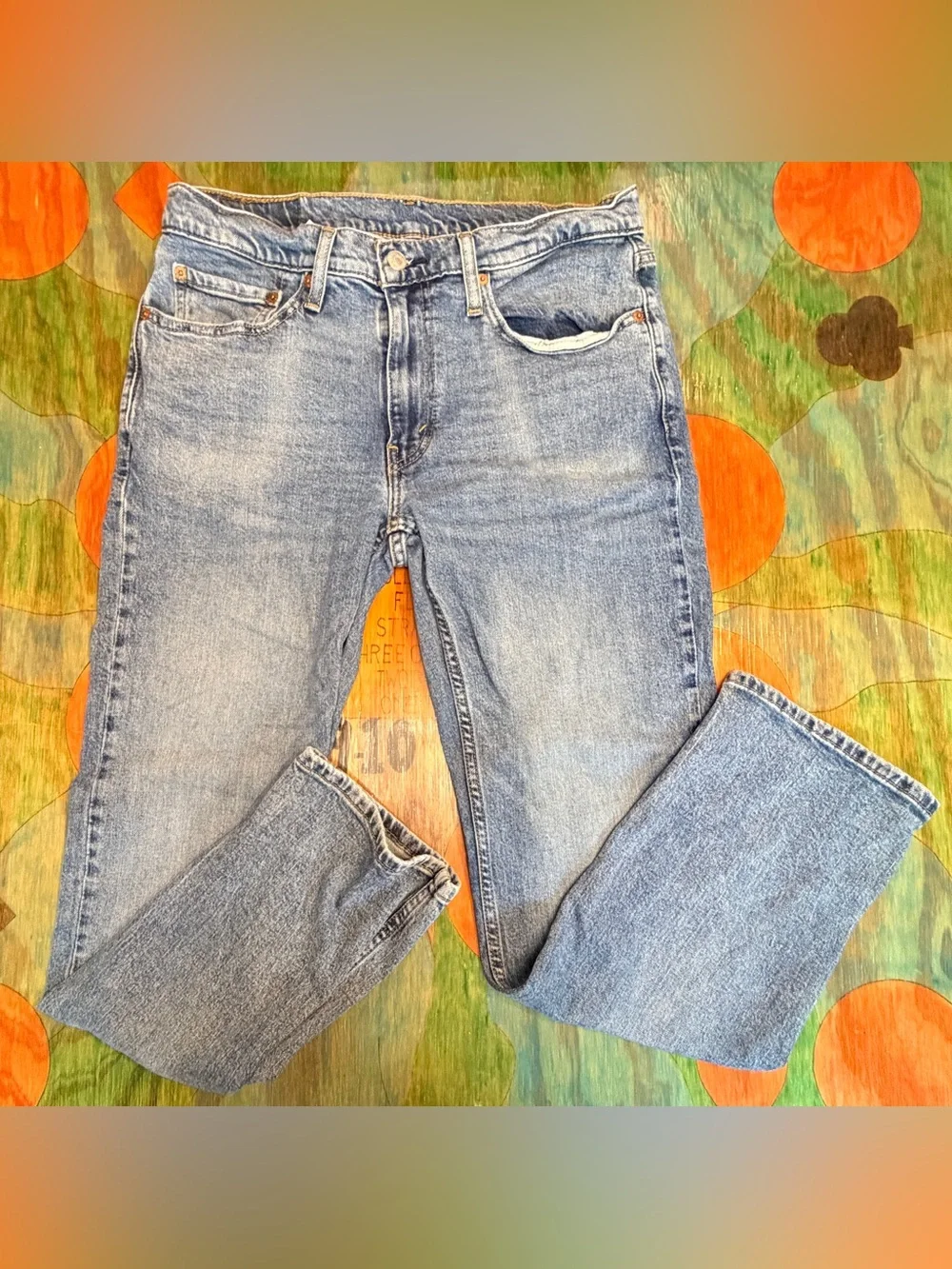Levi Strauss & Co Blue 514 Straight Denim Jeans Medium Wash Men's 32WX30L Pull O